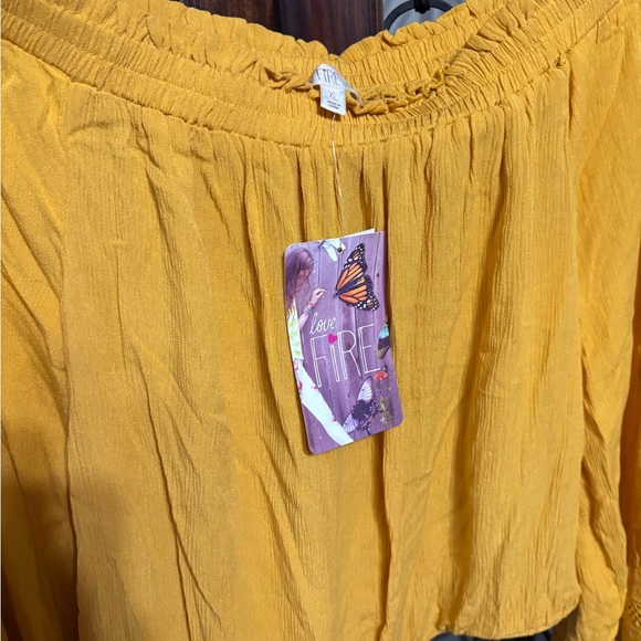 💙love, Fire Mustard Off-Shoulder Blouse - Picture 4 of 5